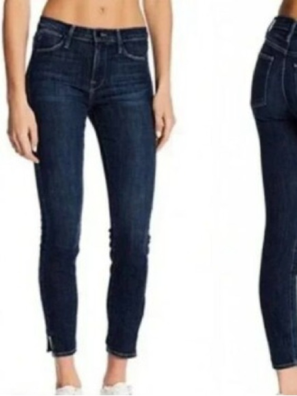 Frame Le High Skinny Jeans Womens 31 Harway Dark Side Step Cutout